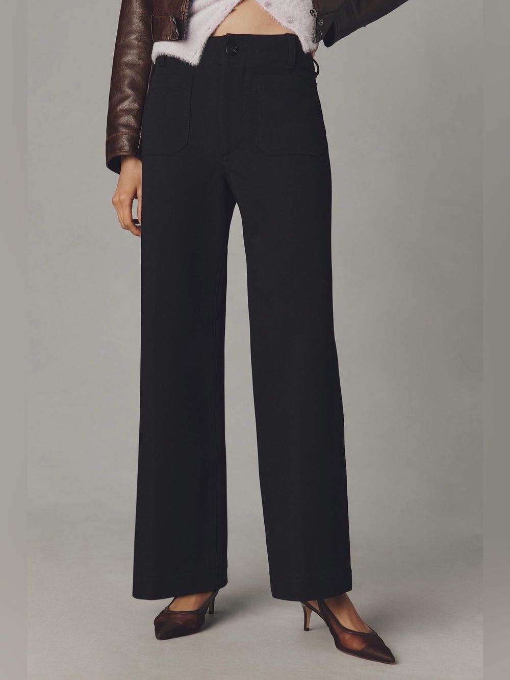 Maeve Anthropologie The Colette Black Wide Leg Pants 28